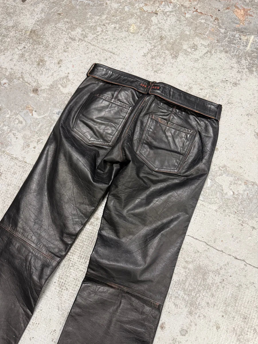 1990s Jean Paul Gaultier Black Belted Biker Leather Pants tTqzoCz 6