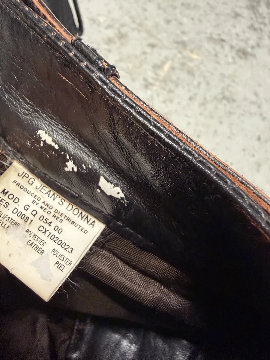 1990s Jean Paul Gaultier Black Belted Biker Leather Pants tTqzoCz 8