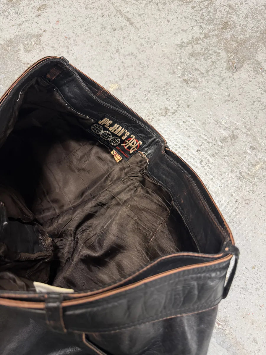 1990s Jean Paul Gaultier Black Belted Biker Leather Pants tTqzoCz 9