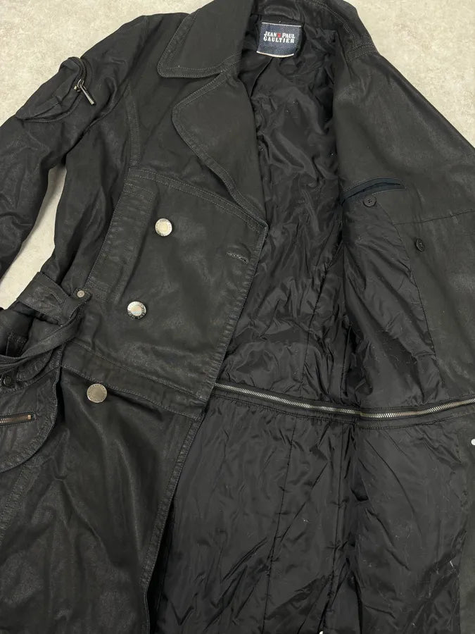 2000s Jean Paul Gaultier Black Detachable 2 in 1 Multi-Pocket Trench Jacket aukvYmr 14