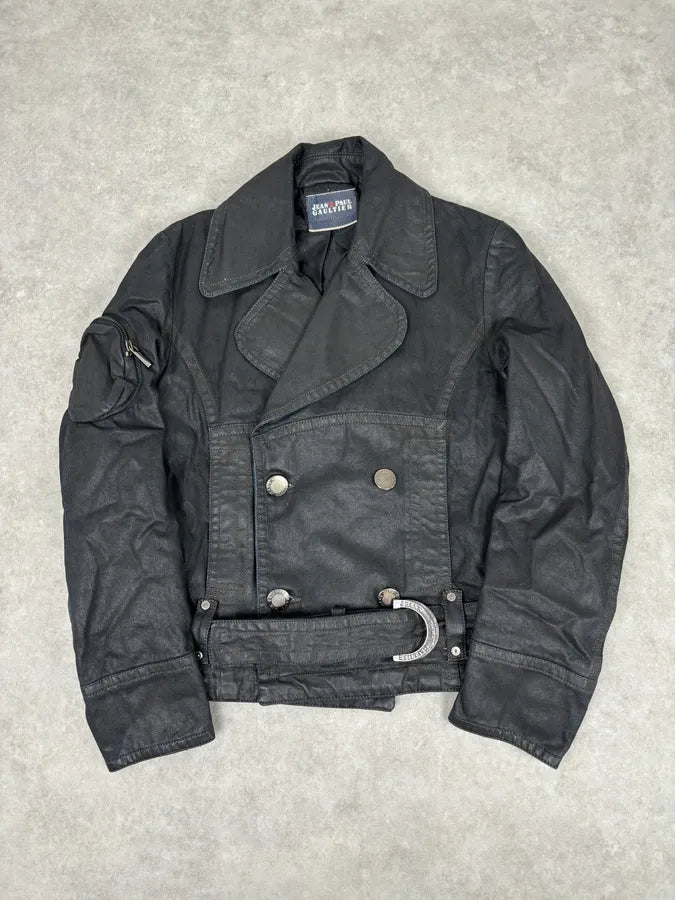 2000s Jean Paul Gaultier Black Detachable 2 in 1 Multi-Pocket Trench Jacket aukvYmr 1