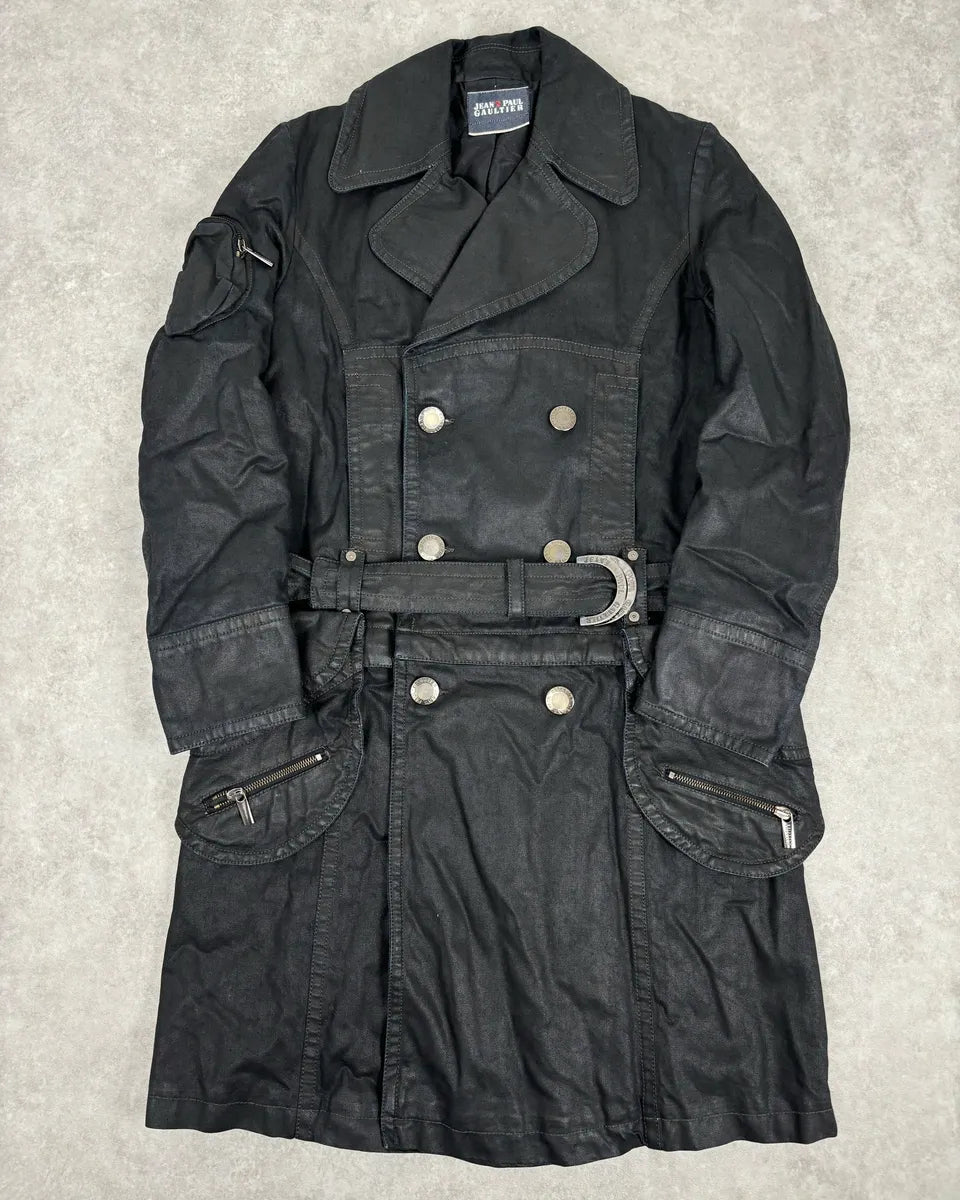 2000s Jean Paul Gaultier Black Detachable 2 in 1 Multi-Pocket Trench Jacket aukvYmr 0