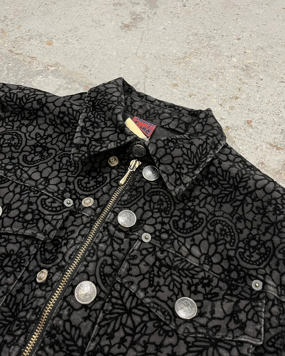 1990s Jean Paul Gaultier Black Embroidered Ornament Denim Jacket WxeVRtQ 4