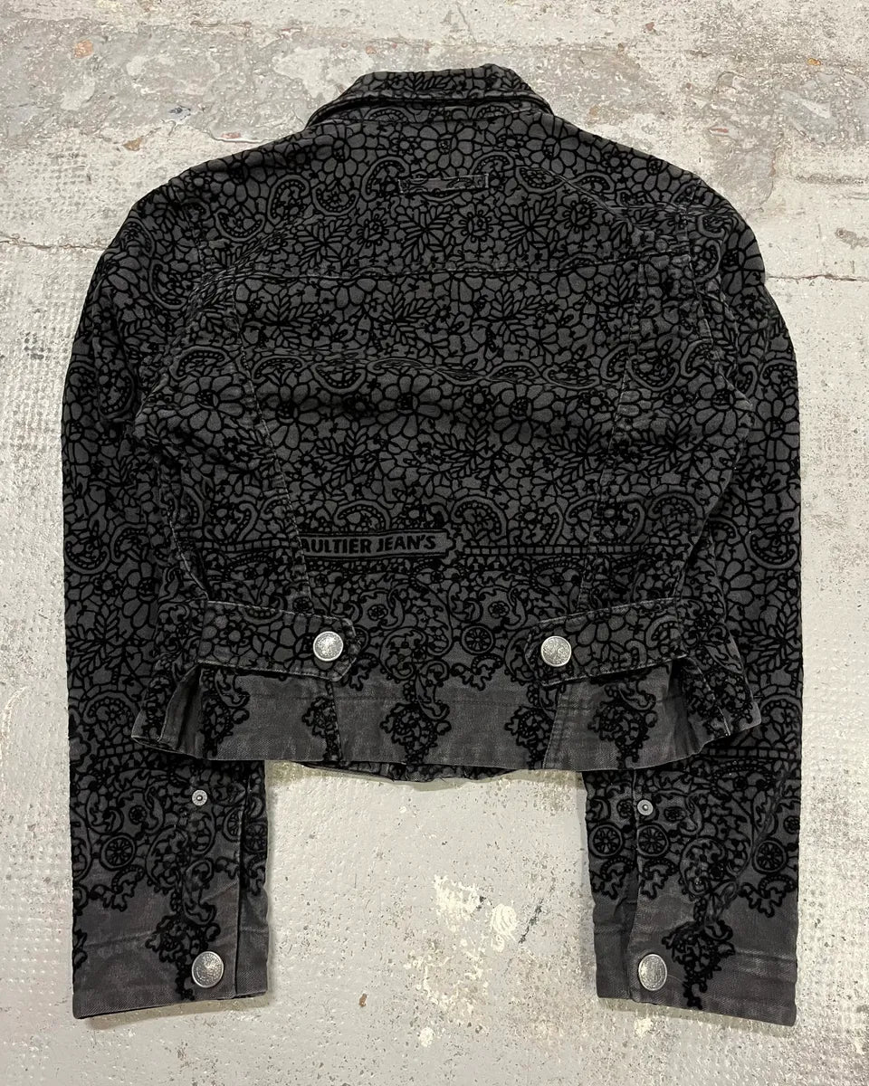 1990s Jean Paul Gaultier Black Embroidered Ornament Denim Jacket WxeVRtQ 6