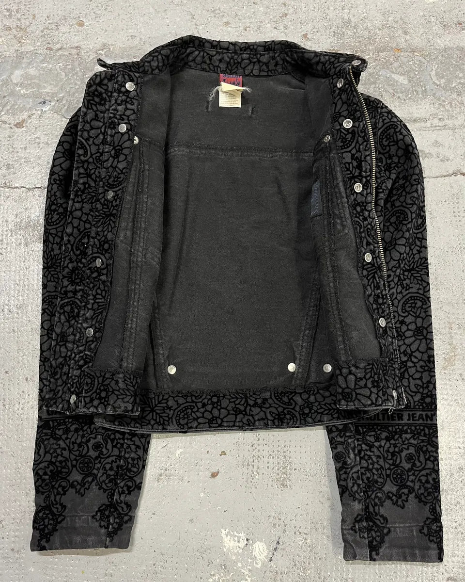 1990s Jean Paul Gaultier Black Embroidered Ornament Denim Jacket WxeVRtQ 7