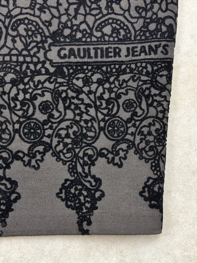 1990s Jean Paul Gaultier Black Flower Velvet Patrern Skirt NFGaKqy 8