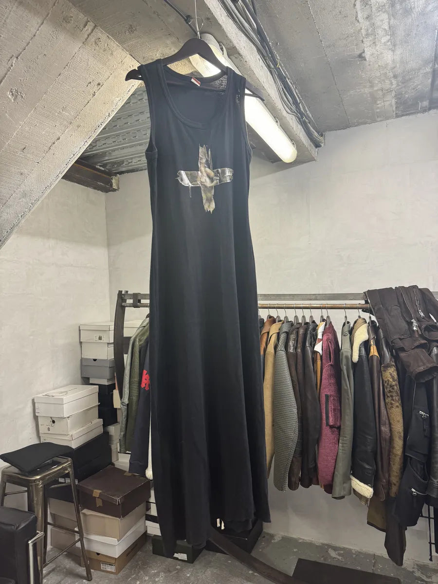 1990s Jean Paul Gaultier Black Naked Cross Long Dress LooWSVD 4