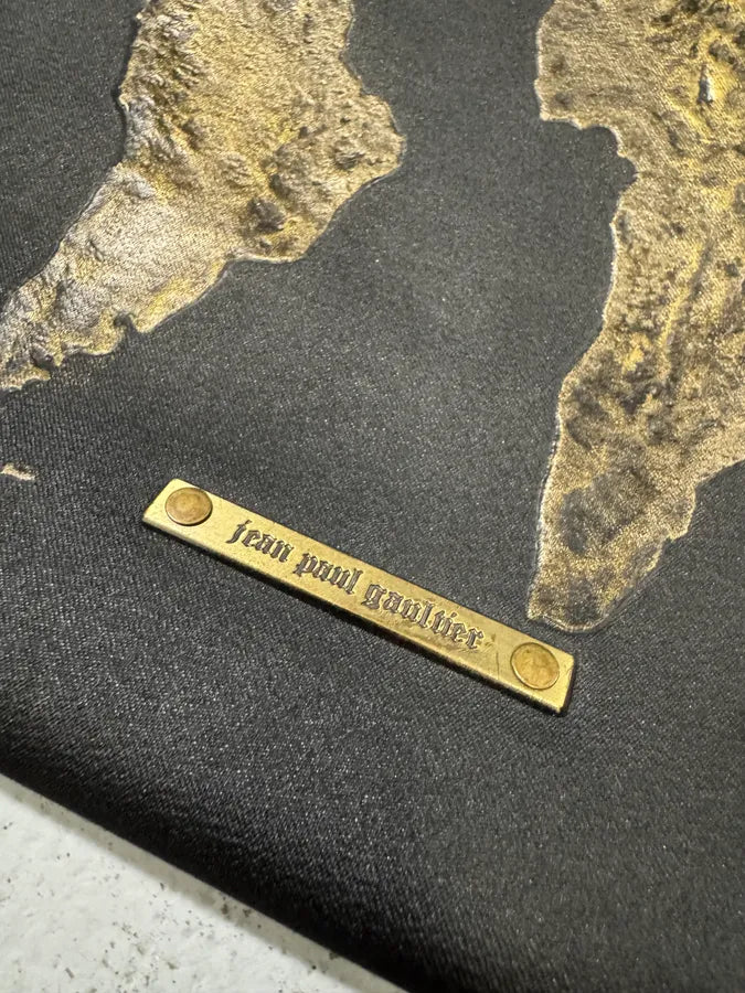 1990s Jean Paul Gaultier Black Nylon Messenger Gold World Map Bag egmkDhx 11
