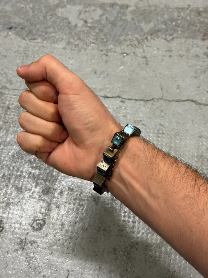 1990s Jean Paul Gaultier Blue Faceted Stone Bracelet pNsnNEg 4