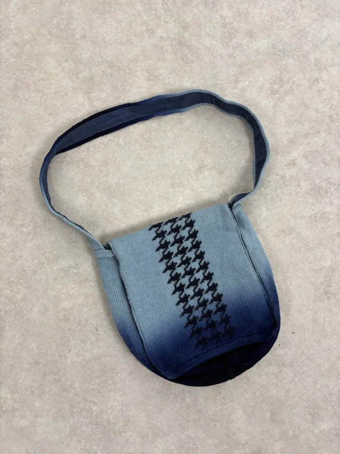 1990s Jean Paul Gaultier Blue Gradiant Pattern Wool Shoulder Bag XjtTmRd 3