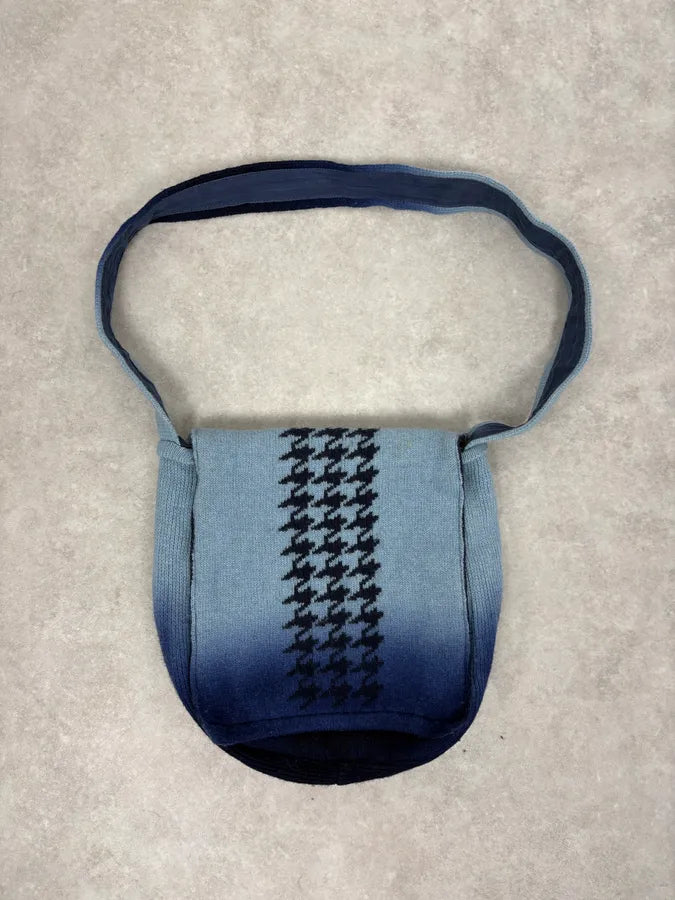 1990s Jean Paul Gaultier Blue Gradiant Pattern Wool Shoulder Bag XjtTmRd 0