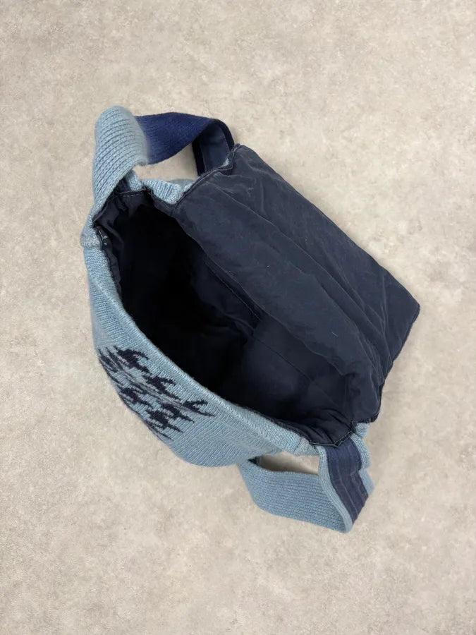 1990s Jean Paul Gaultier Blue Gradiant Pattern Wool Shoulder Bag XjtTmRd 7