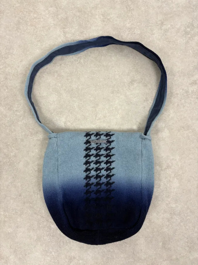 1990s Jean Paul Gaultier Blue Gradiant Pattern Wool Shoulder Bag XjtTmRd 5