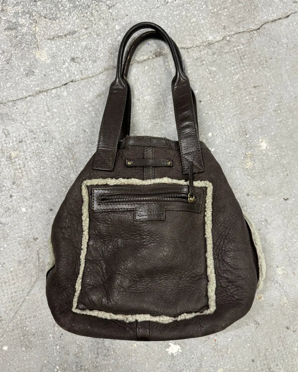 1990s Jean Paul Gaultier Brown Leather Shearling Bag jkGdvsN 0