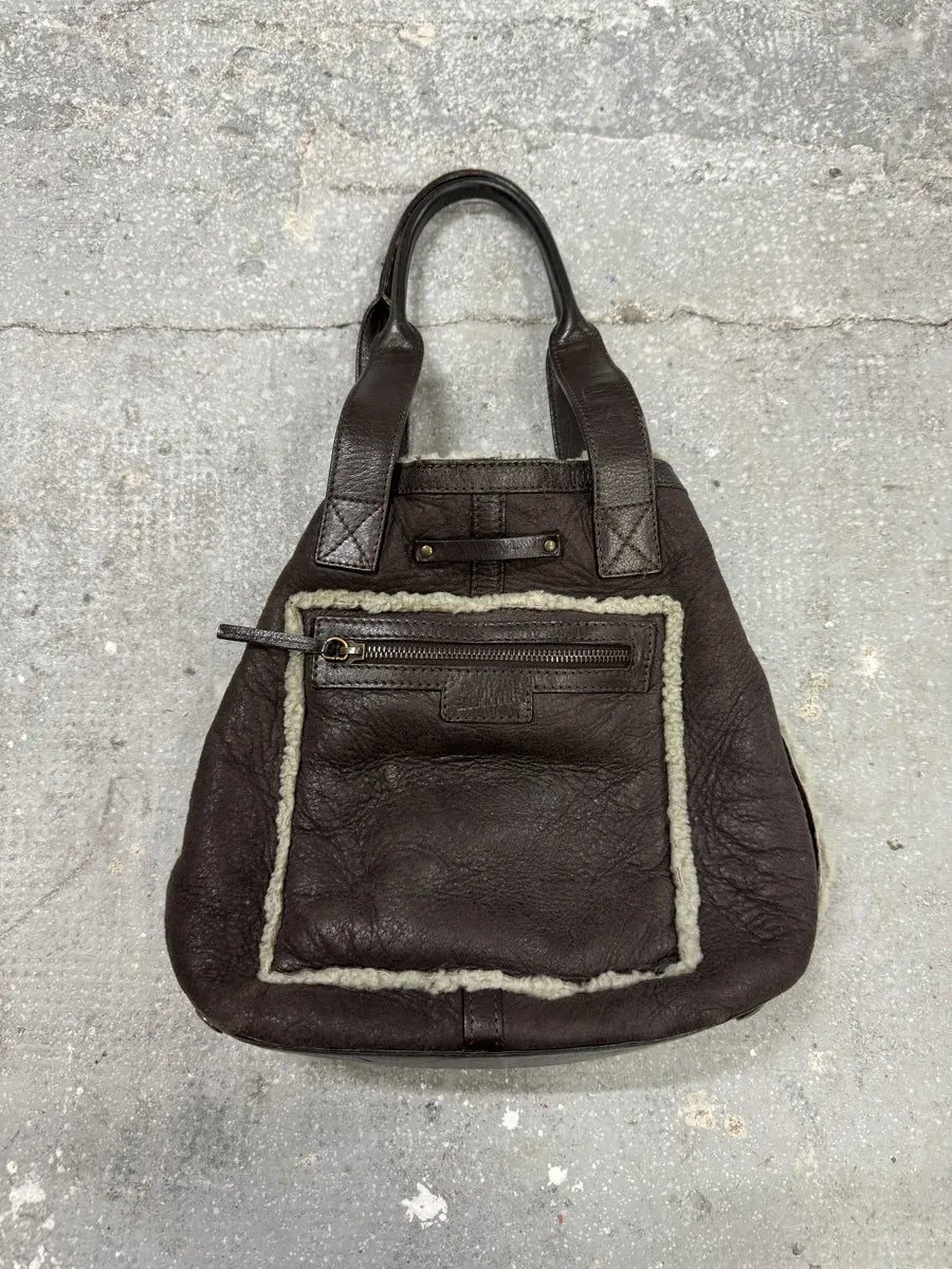 1990s Jean Paul Gaultier Brown Leather Shearling Bag jkGdvsN 3