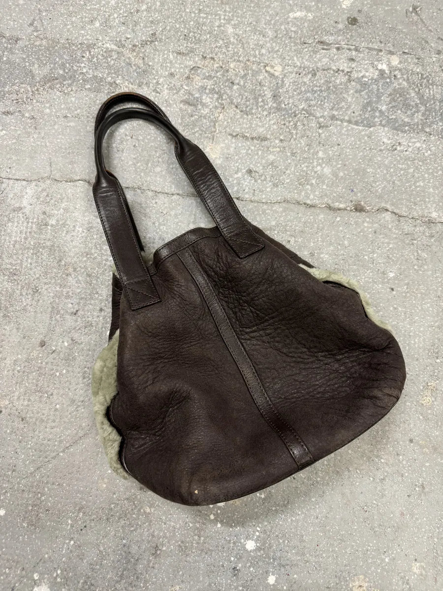 1990s Jean Paul Gaultier Brown Leather Shearling Bag jkGdvsN 2