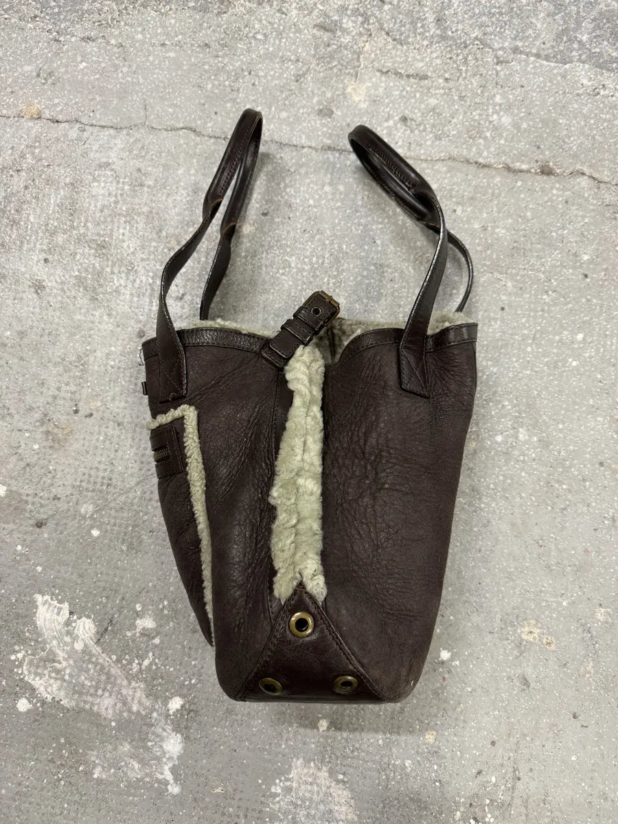 1990s Jean Paul Gaultier Brown Leather Shearling Bag jkGdvsN 4