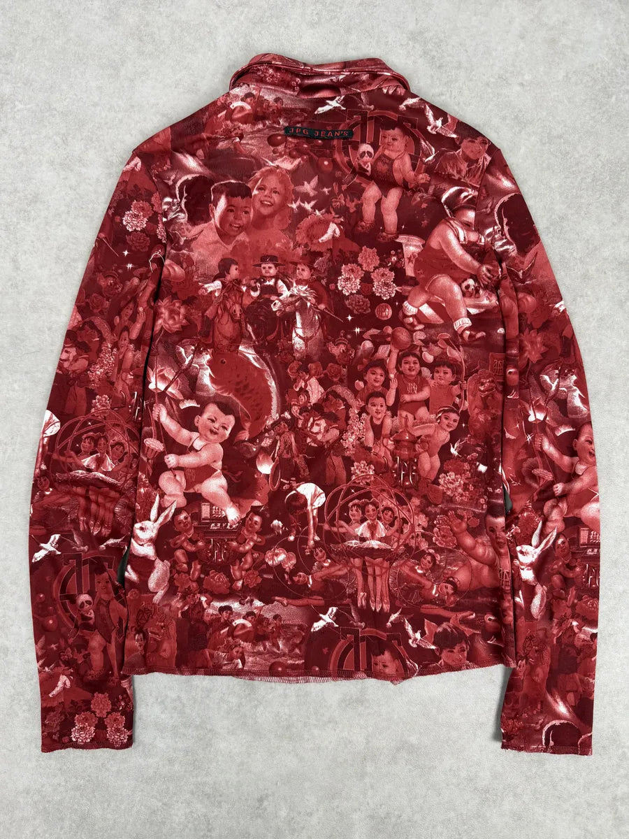 1990s Jean Paul Gaultier Burgundy Baby Asian World Shirt RyAGsOa 1