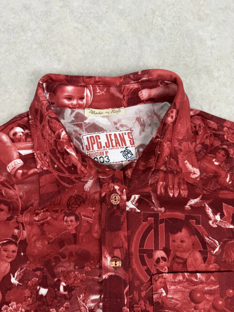 1990s Jean Paul Gaultier Burgundy Baby Asian World Shirt RyAGsOa 10