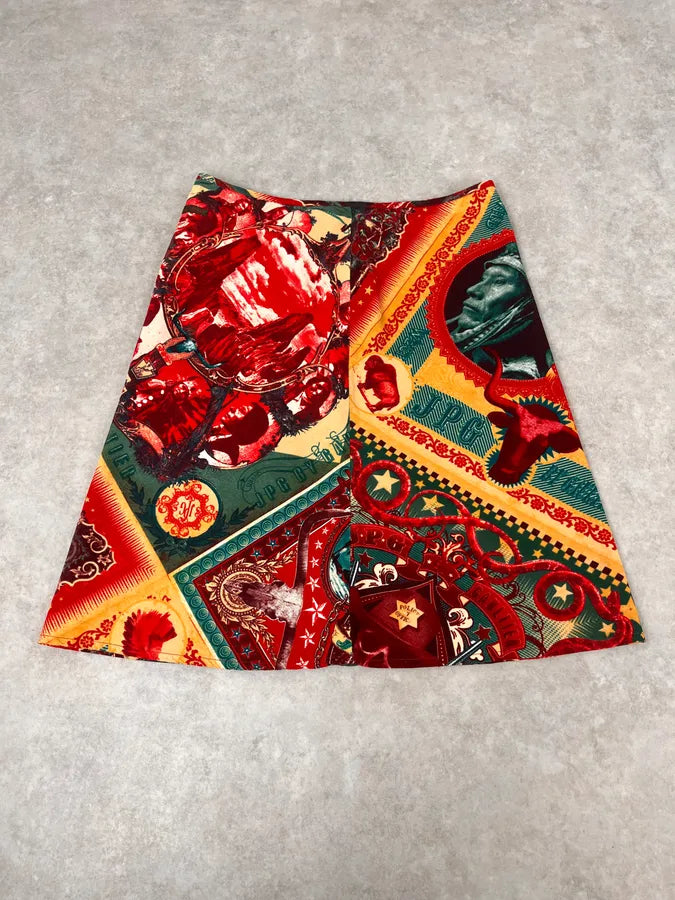 1990s Jean Paul Gaultier Cardigan & Skirt Red Abstract Indian Set yPFJpUC 13