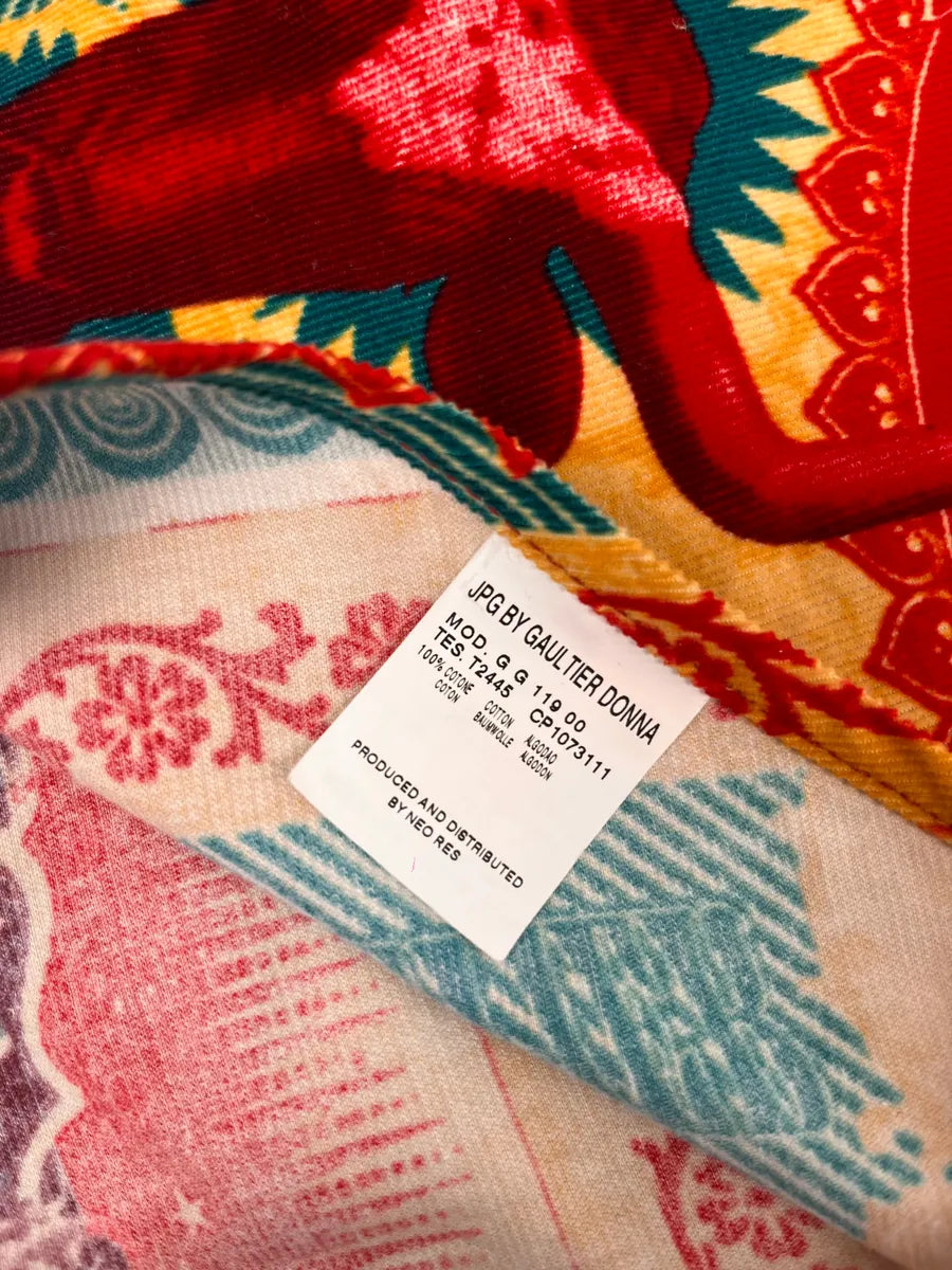 1990s Jean Paul Gaultier Cardigan & Skirt Red Abstract Indian Set yPFJpUC 15