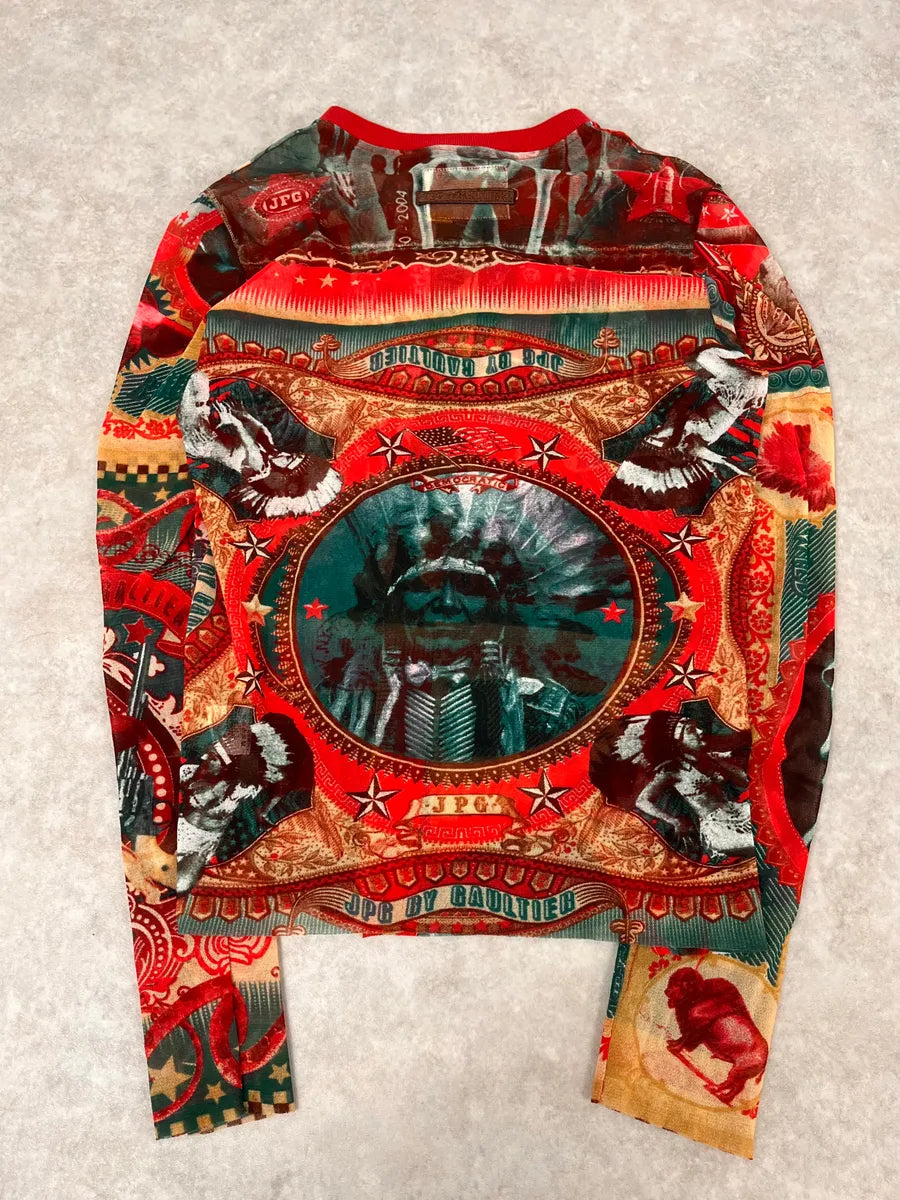 1990s Jean Paul Gaultier Cardigan & Skirt Red Abstract Indian Set yPFJpUC 7