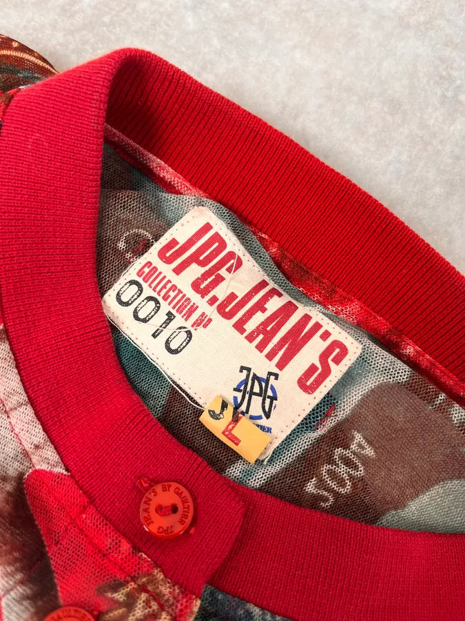 1990s Jean Paul Gaultier Cardigan & Skirt Red Abstract Indian Set yPFJpUC 8