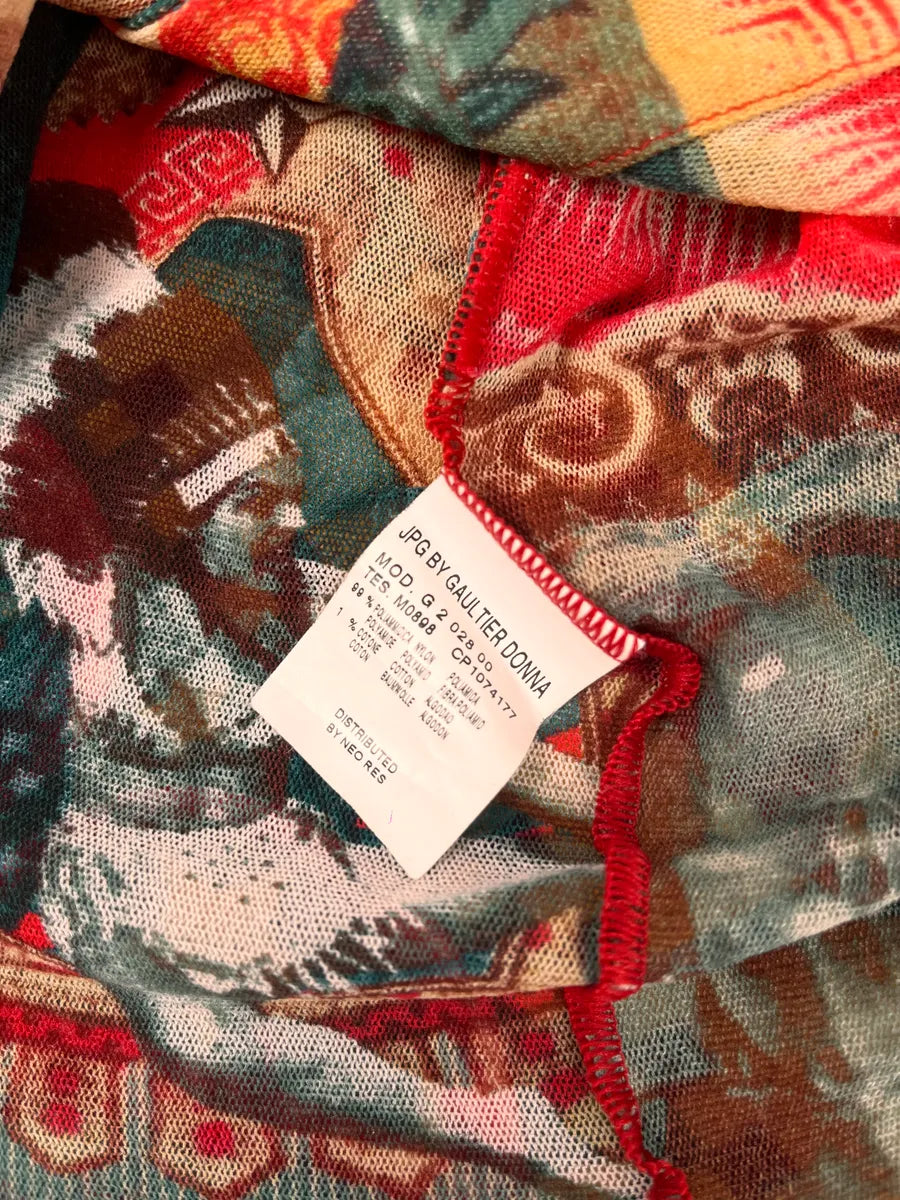 1990s Jean Paul Gaultier Cardigan & Skirt Red Abstract Indian Set yPFJpUC 9