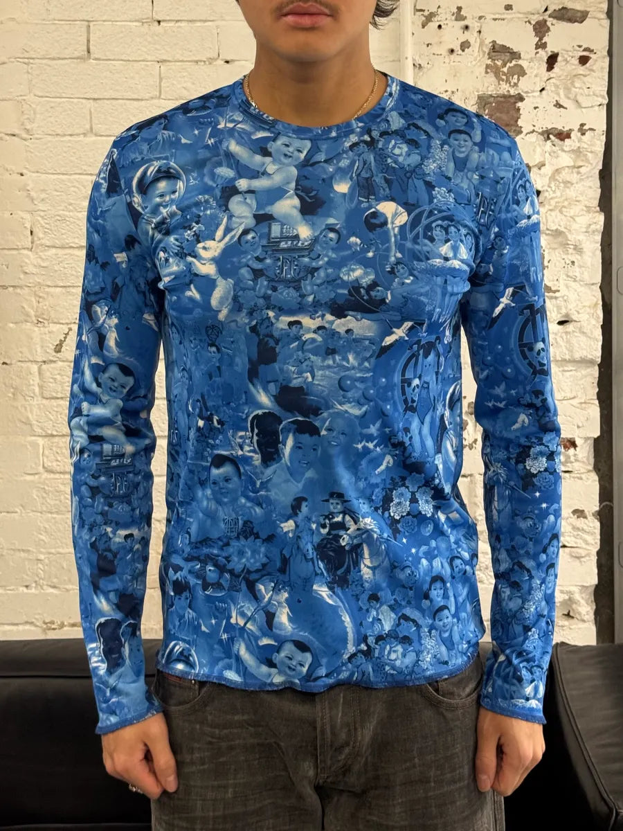 1990s Jean Paul Gaultier Chinese Propaganda Blue Longsleeve dfjZijN 0