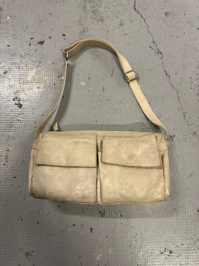 1990s Jean Paul Gaultier Dietrich Cream Leather Face Print Shoulder Bag XCfPFsG 0