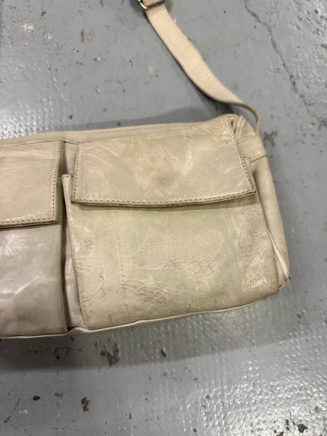1990s Jean Paul Gaultier Dietrich Cream Leather Face Print Shoulder Bag XCfPFsG 4