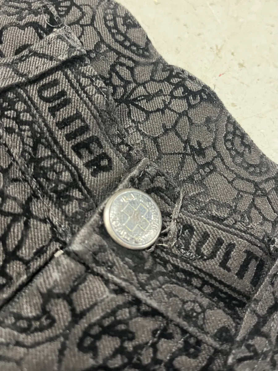 1990s Jean Paul Gaultier Glamour Velvet Black Denim Pants BPfgkhx 5