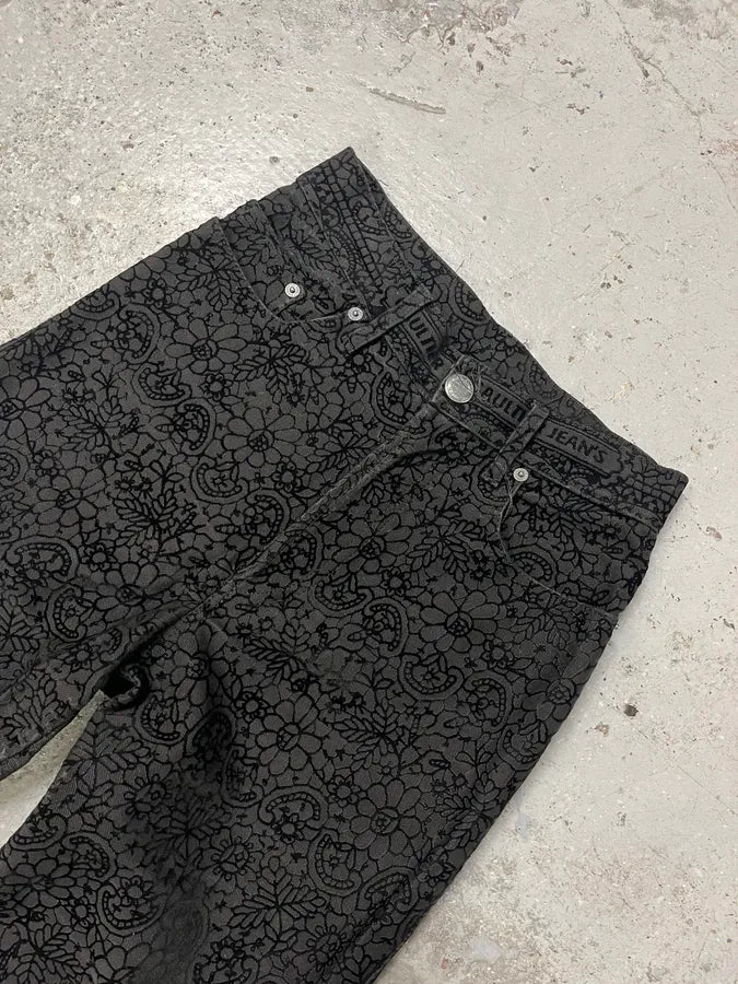 1990s Jean Paul Gaultier Glamour Velvet Black Denim Pants BPfgkhx 2