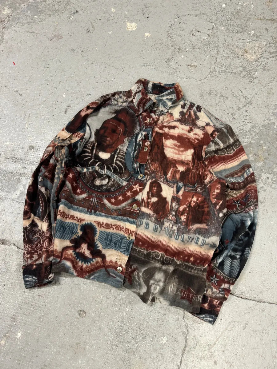 1990s Jean Paul Gaultier Native American Indian Contemporary Shirt (XS) 4