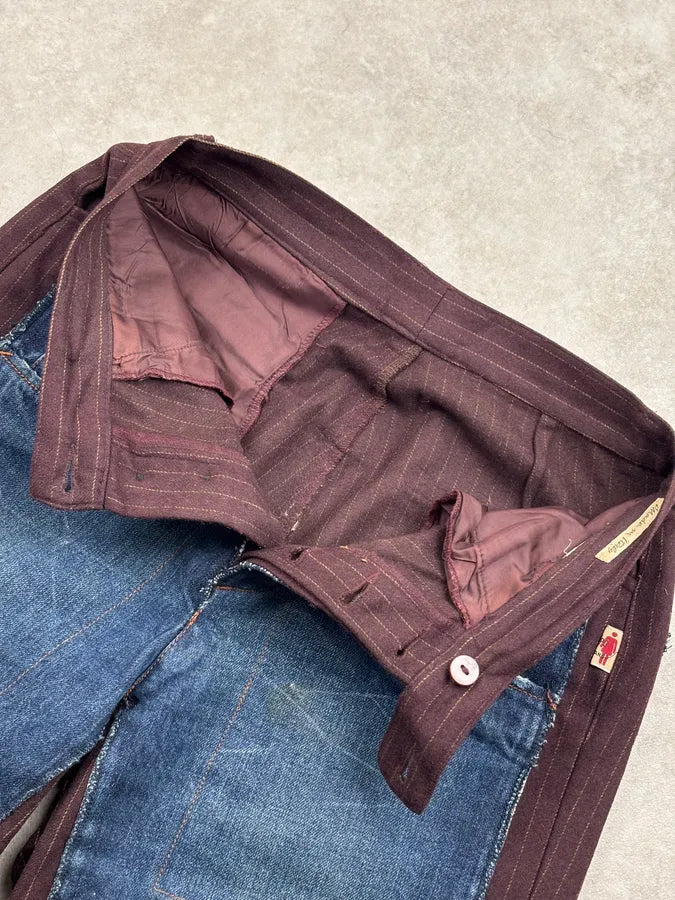 1990s Jean Paul Gaultier Navy Wool Contrast Panel Jeans PxuAbkb 8