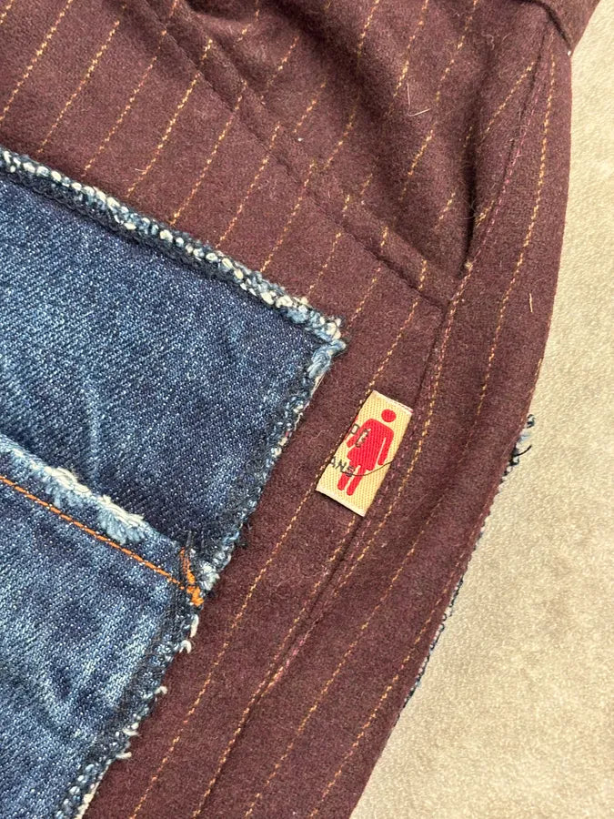 1990s Jean Paul Gaultier Navy Wool Contrast Panel Jeans PxuAbkb 10
