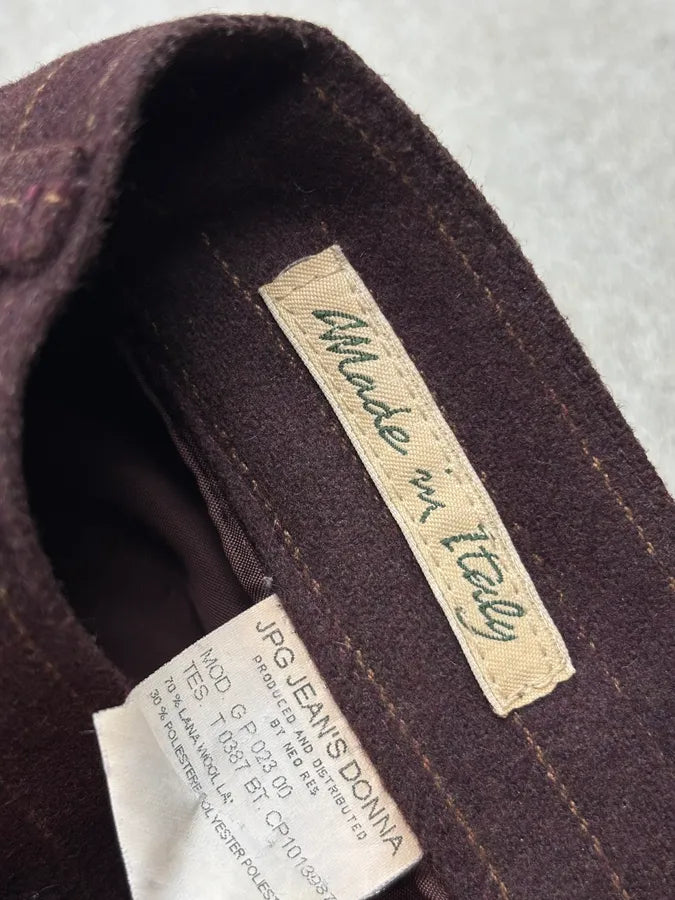 1990s Jean Paul Gaultier Navy Wool Contrast Panel Jeans PxuAbkb 12