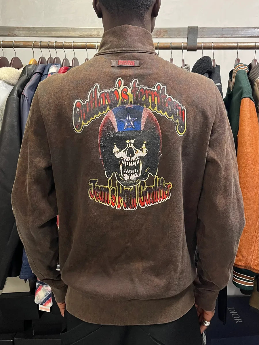 1990s Jean Paul Gaultier Outlaws Territory Biker Brown Zip-up Sweater wPSCbZs 3