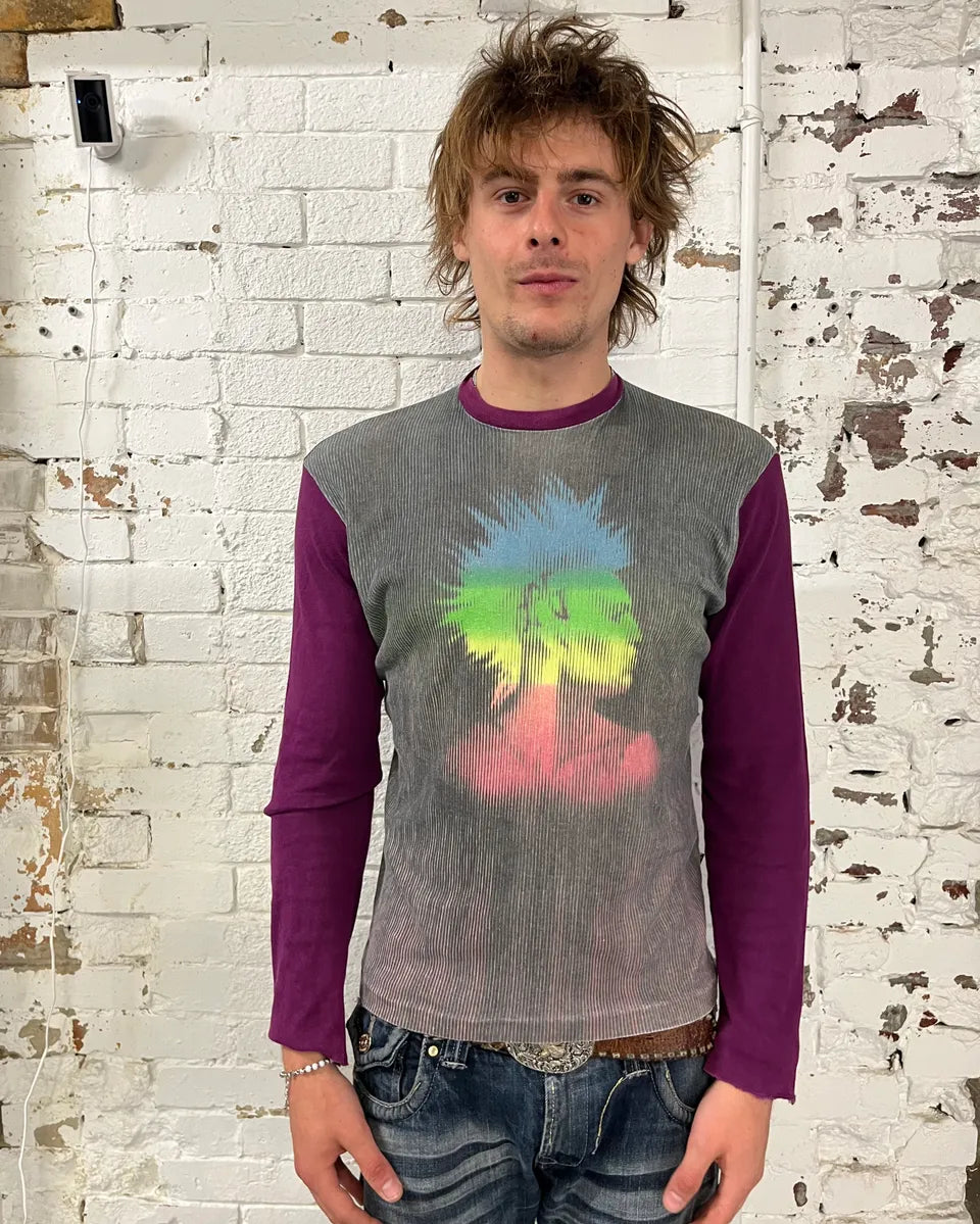 1990s Jean Paul Gaultier Punk Grey & Purple Longsleeve  rdLNsbD 1