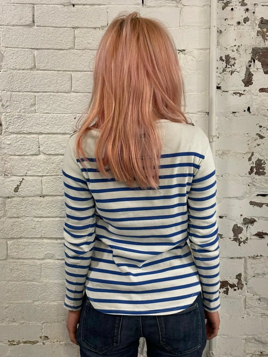 1990s Jean Paul Gaultier Sailor White & Blue Stripes Longsleeves kmfGhWd 1