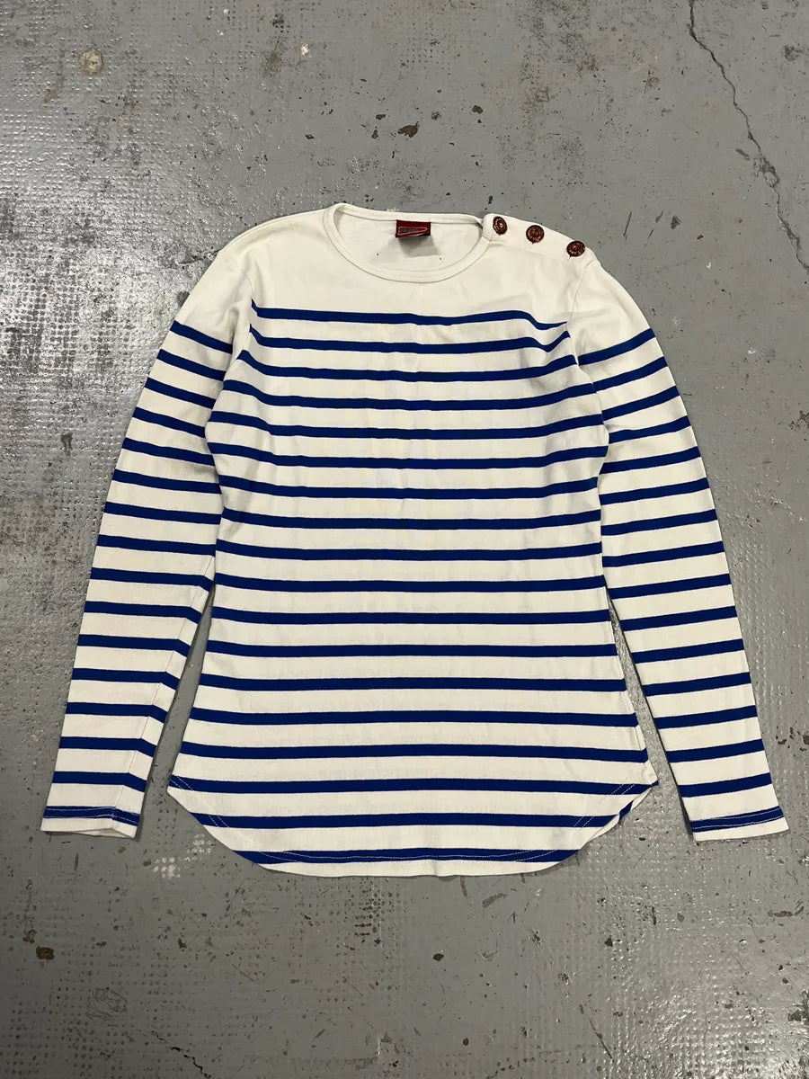 1990s Jean Paul Gaultier Sailor White & Blue Stripes Longsleeves kmfGhWd 2