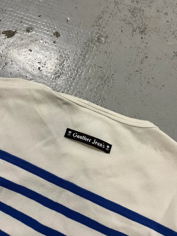 1990s Jean Paul Gaultier Sailor White & Blue Stripes Longsleeves kmfGhWd 7