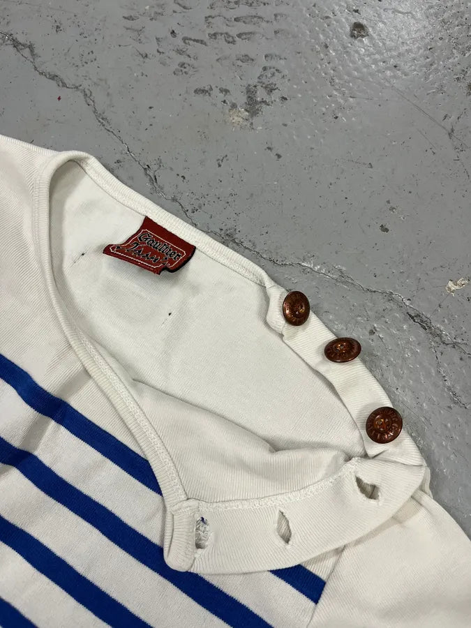 1990s Jean Paul Gaultier Sailor White & Blue Stripes Longsleeves kmfGhWd 8
