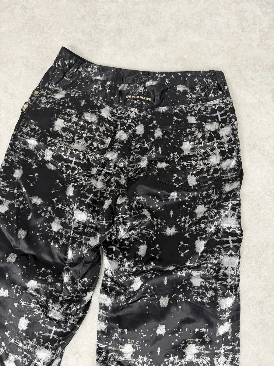 1990s Jean Paul Gaultier Satin Tie Dye Archive Black Pants qNQSKJD 11
