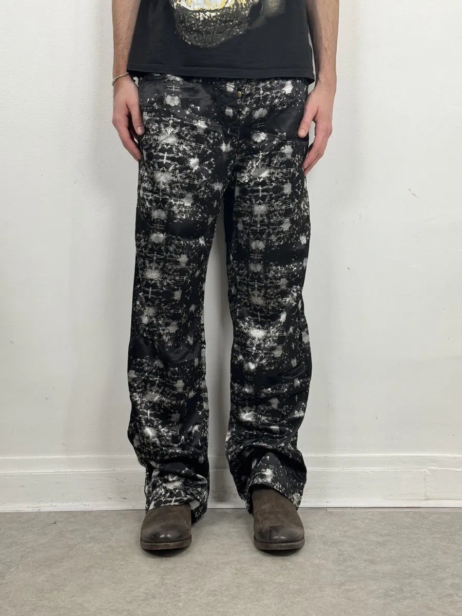 1990s Jean Paul Gaultier Satin Tie Dye Archive Black Pants qNQSKJD 2
