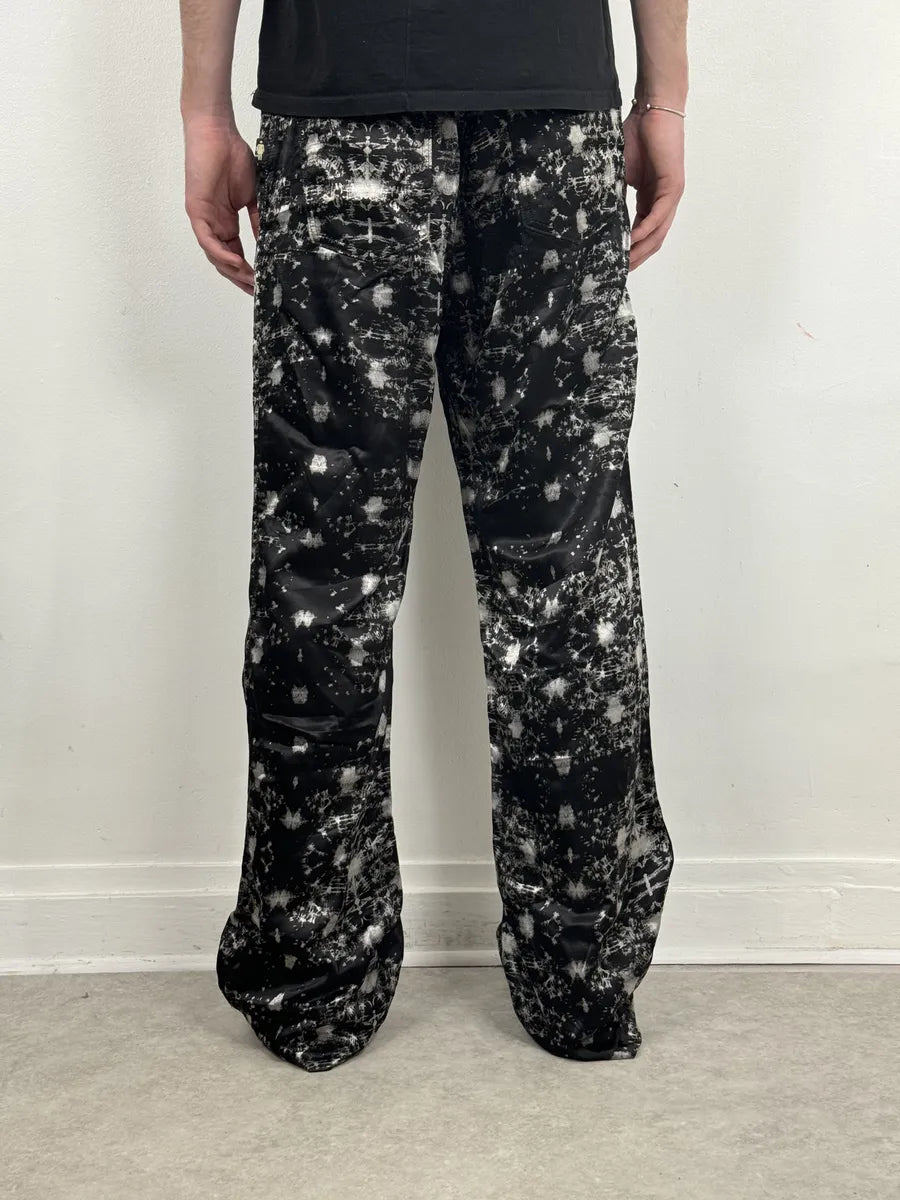 1990s Jean Paul Gaultier Satin Tie Dye Archive Black Pants qNQSKJD 3