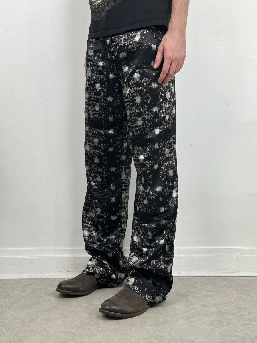 1990s Jean Paul Gaultier Satin Tie Dye Archive Black Pants qNQSKJD 4