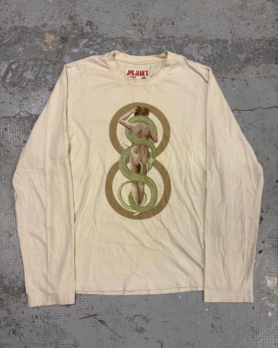 1990s Jean Paul Gaultier Snake Woman Creamy Longsleeves DbxlihG 0