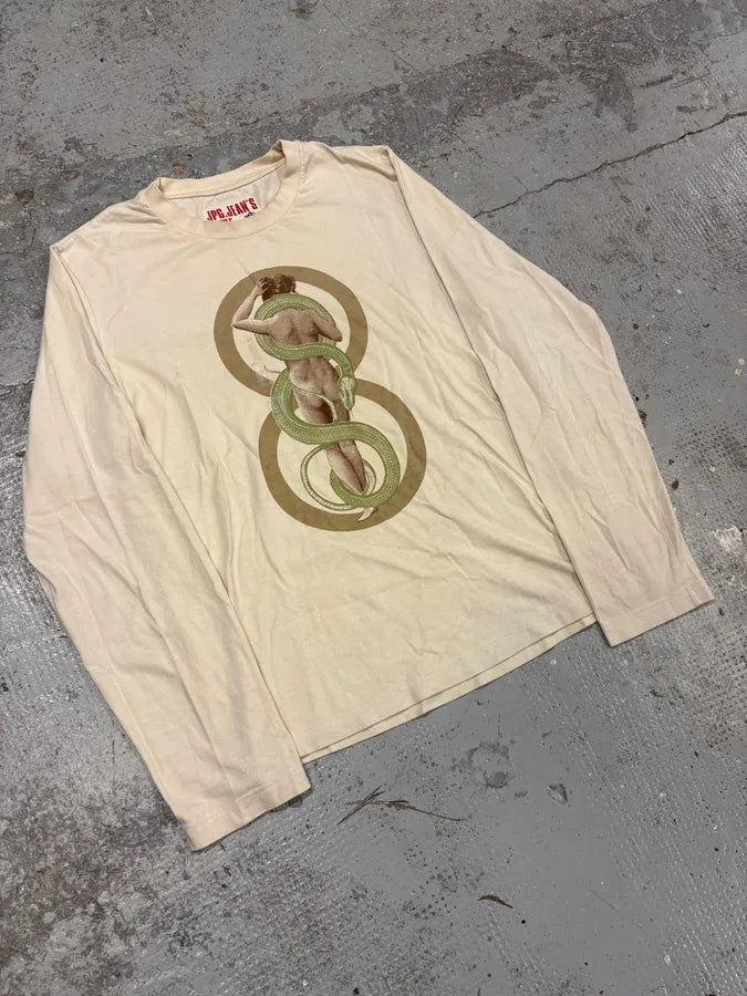 1990s Jean Paul Gaultier Snake Woman Creamy Longsleeves DbxlihG 3