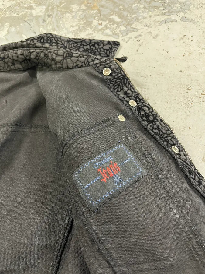 1990s Jean Paul Gaultier Velvet Floral Black Cropped Jacket ngzJTFt 12